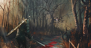MMORPG wallpaper, The Witcher 3: Wild Hunt, digital art, Geralt of Rivia