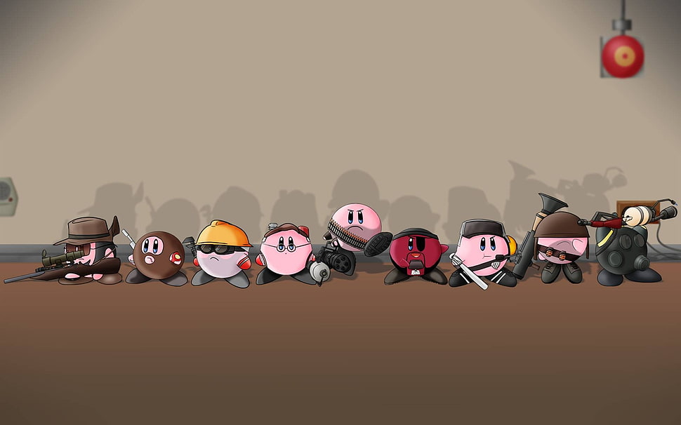 cartoon illustration, video games, Team Fortress 2, Kirby HD wallpaper