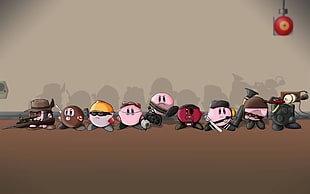 cartoon illustration, video games, Team Fortress 2, Kirby