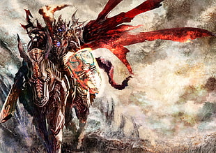 knight riding horse in armor set wallpaper, fantasy art, knight HD wallpaper