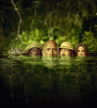 2017 Jumanji movie characters on bodies of water