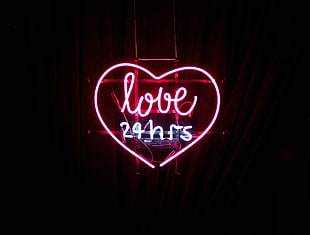 red Love LED light HD wallpaper