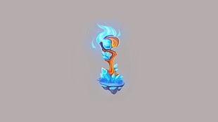 brown and blue flame clip-art, minimalism HD wallpaper