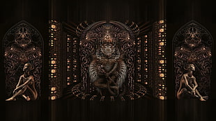 gray indian deity figure, Meshuggah, Koloss, fantasy art, fractal