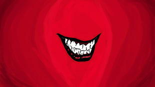 red, white, and black smiling teeth illustration, Joker, mouth, Heath Ledger HD wallpaper