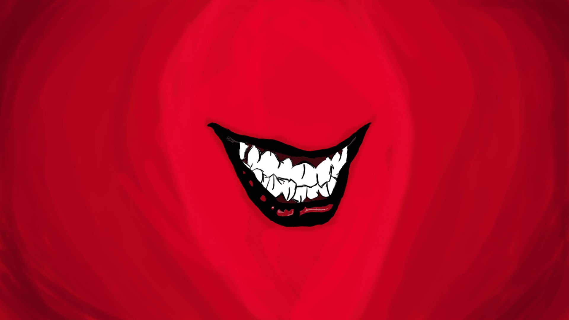 Red White And Black Smiling Teeth Illustration Joker Mouth