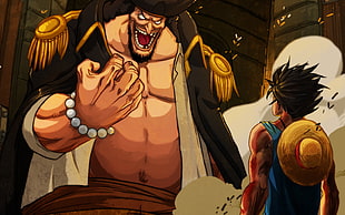 Monkey D. Luffy and Marshall D. Teach wallpaper, anime, One Piece, Monkey D. Luffy
