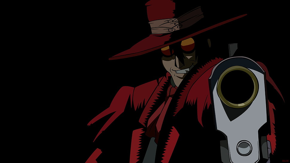 Anime character illustration, anime, Hellsing, Alucard, simple background HD wallpaper