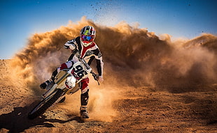 white and black motocross dirt bike, motocross, motorcycle, sports HD wallpaper