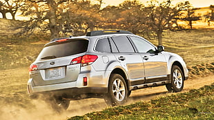 silver SUV, Subaru Outback, car