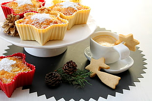 photography of cupcakes on white short-stem cake holder