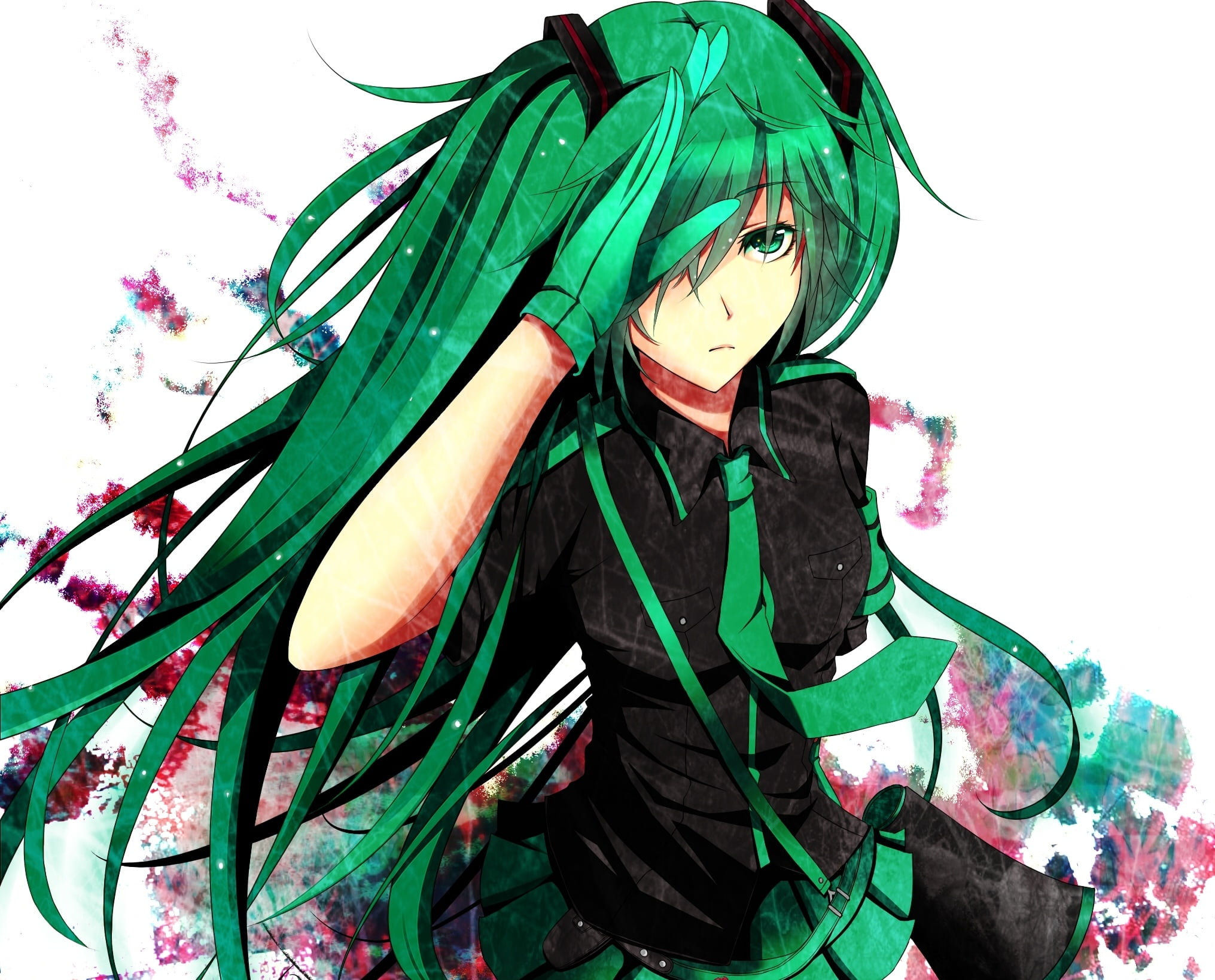 HD Green Long Anime Girl Hair PNG  Citypng