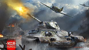 War Thunder game application, War Thunder, airplane, tank, T-34 HD wallpaper