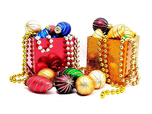 photo of assorted colors of necklaces, decors, and paper bags