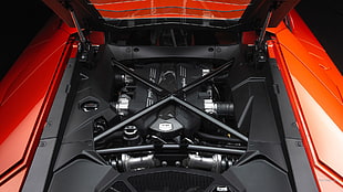 black and red power tool, Lamborghini Aventador, car, red cars