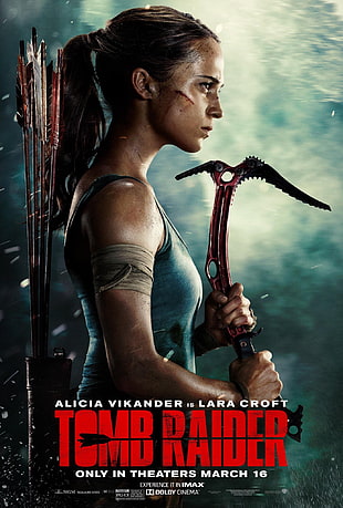 Tomb Raider movie cover, Tomb Raider 2018, Alicia Vikander, Lara Croft, Tomb Raider