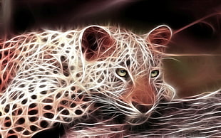 leopard digital painting, leopard, 3D, Fractalius, animals