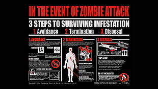 In the Event of Zombie Attack text on black background, zombies HD wallpaper