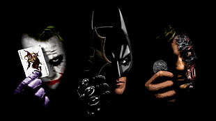 DC Joker, Batman, and Two Face digital wallpaper, movies, Batman, The Dark Knight, Joker