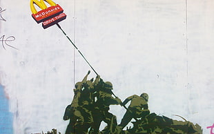 McDonalds Drive Thru signage, Banksy, graffiti, artwork, McDonald's HD wallpaper
