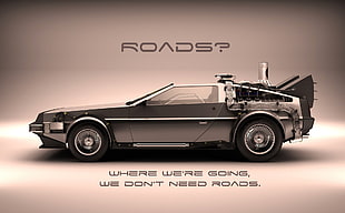 gray car, Back to the Future, DeLorean, movies, quote HD wallpaper