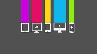 white gadgets logo illustration, colorful, Apple Inc., window, Android (operating system)