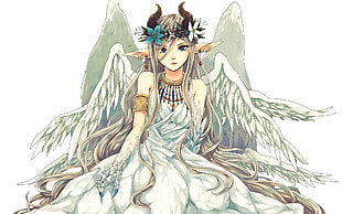 blonde hair female angel anime character digital wallpaper, fantasy art, angel, white, original characters