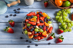 bowl of fruit salad, food, fruit HD wallpaper