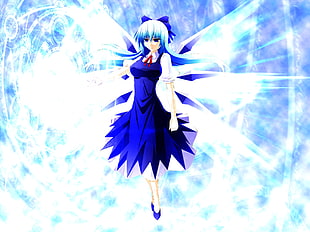 blue haired female animated character
