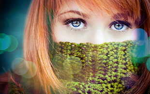women's green scarf
