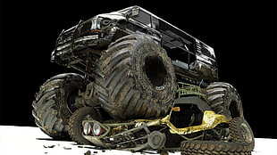 black monster truck, car, monster trucks HD wallpaper