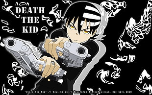 black and white skull print textile, Soul Eater, Death The Kid HD wallpaper