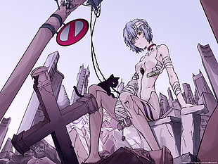 naked anime character, Neon Genesis Evangelion, Ayanami Rei, bandage