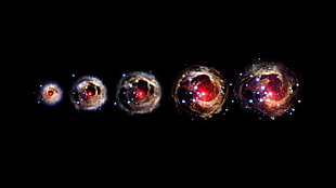 planets digital wallpaper, V838 Monocerotis, space, progression, stars
