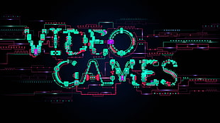 video games illustration, video games, typography, technology, circuits
