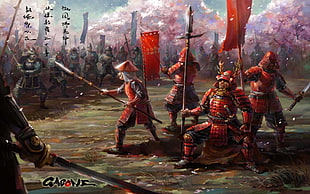 four samurai illustration, fantasy art, samurai