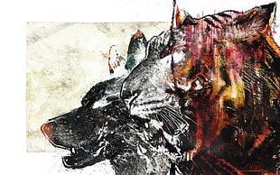 photo of dog artworks HD wallpaper