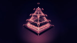 red LED pyramid illustration, simple background, digital art