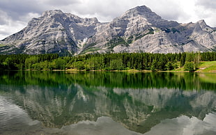 mountain near river, landscape, mountains, nature, reflection HD wallpaper
