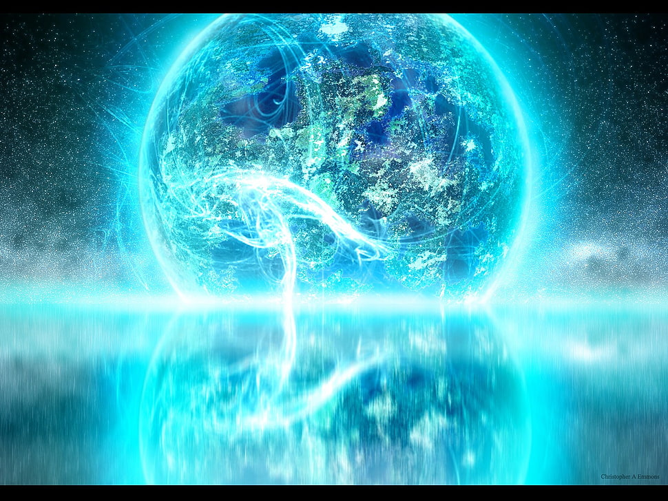 blue and teal globe illustration, space, Earth HD wallpaper