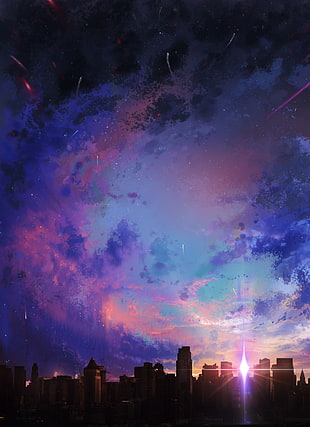 purple and blue skies design, xiaopaopao711, night sky, starry night, sunset
