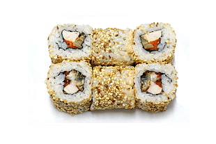rolled maki with sesame seeds HD wallpaper
