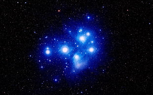 blue star constellation digital wallpaper, stars, space, Pleiades