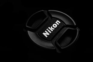 Nikon logo, Nikon, black, dark