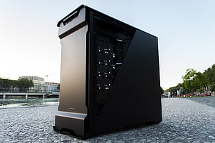 black computer tower, computer, PC cases, Phanteks, Evolv HD wallpaper