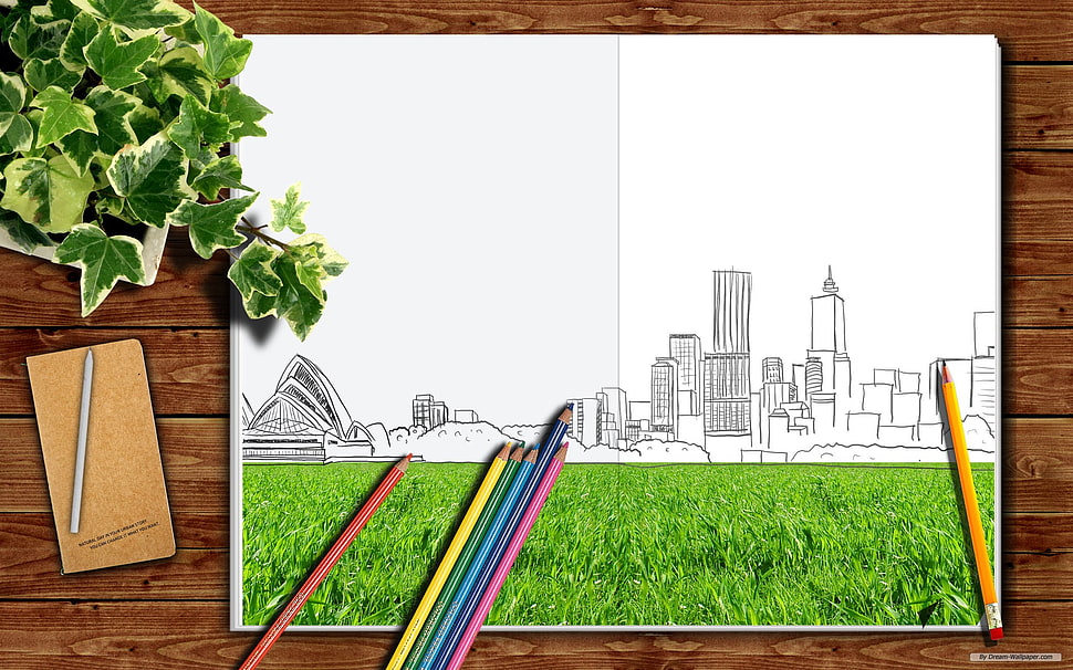 five pencils HD wallpaper