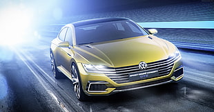 yellow Volkswagen concept car
