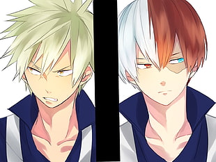 two male anime characters collage, Boku no Hero Academia HD wallpaper