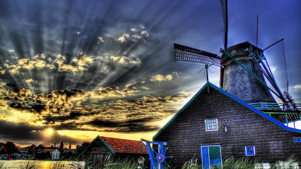 gray Windmill digital wallpaper HD wallpaper
