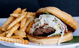 meat with coleslaw and bun